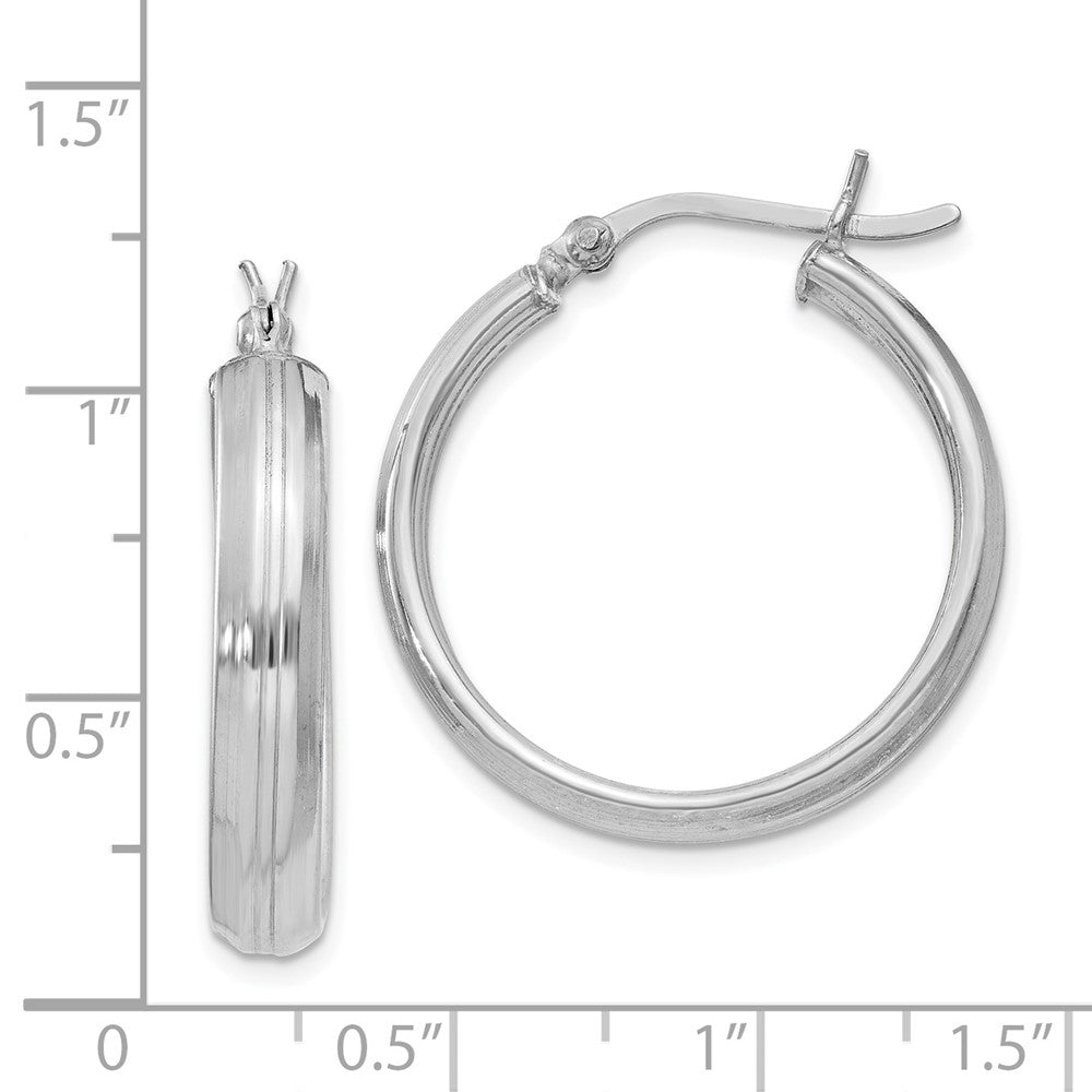 Rhodium-plated Sterling Silver 4.5x25mm Hoop Earrings
