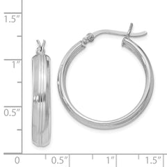 Rhodium-plated Sterling Silver 4.5x25mm Hoop Earrings