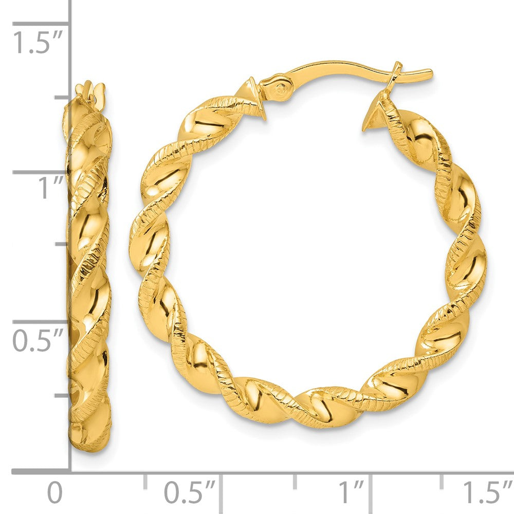 Yellow Gold-plated Sterling Silver Polished Twisted Round Hoop Earrings