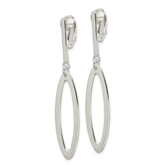 Sterling Silver Non-Pierced Oval Dangle Clip Earrings