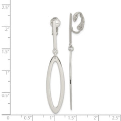Sterling Silver Non-Pierced Oval Dangle Clip Earrings