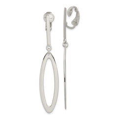 Sterling Silver Non-Pierced Oval Dangle Clip Earrings