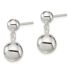 Sterling Silver Round Bead Dangle Post Earrings