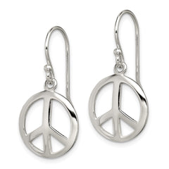 Sterling Silver Polished Peace Dangle Earrings