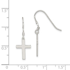 Sterling Silver Polished Cross Dangle Earrings