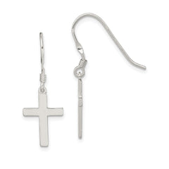 Sterling Silver Polished Cross Dangle Earrings