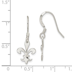 Sterling Silver Polished Fleur De Lis Dangle Earrings