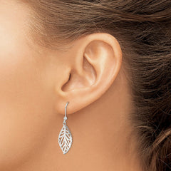 Sterling Silver Polished Leaf Dangle Earrings