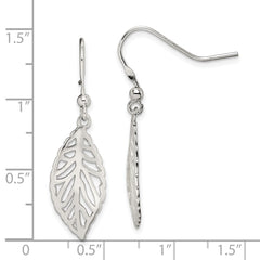 Sterling Silver Polished Leaf Dangle Earrings