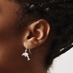 Sterling Silver Polished Dolphin Dangle Earrings