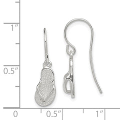 Sterling Silver Polished Textured Sandal Dangle Earrings