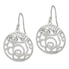 Sterling Silver Polished Round Fancy Dangle Earrings