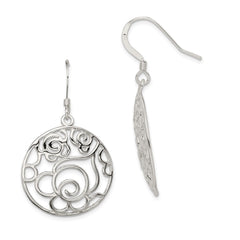 Sterling Silver Polished Round Fancy Dangle Earrings