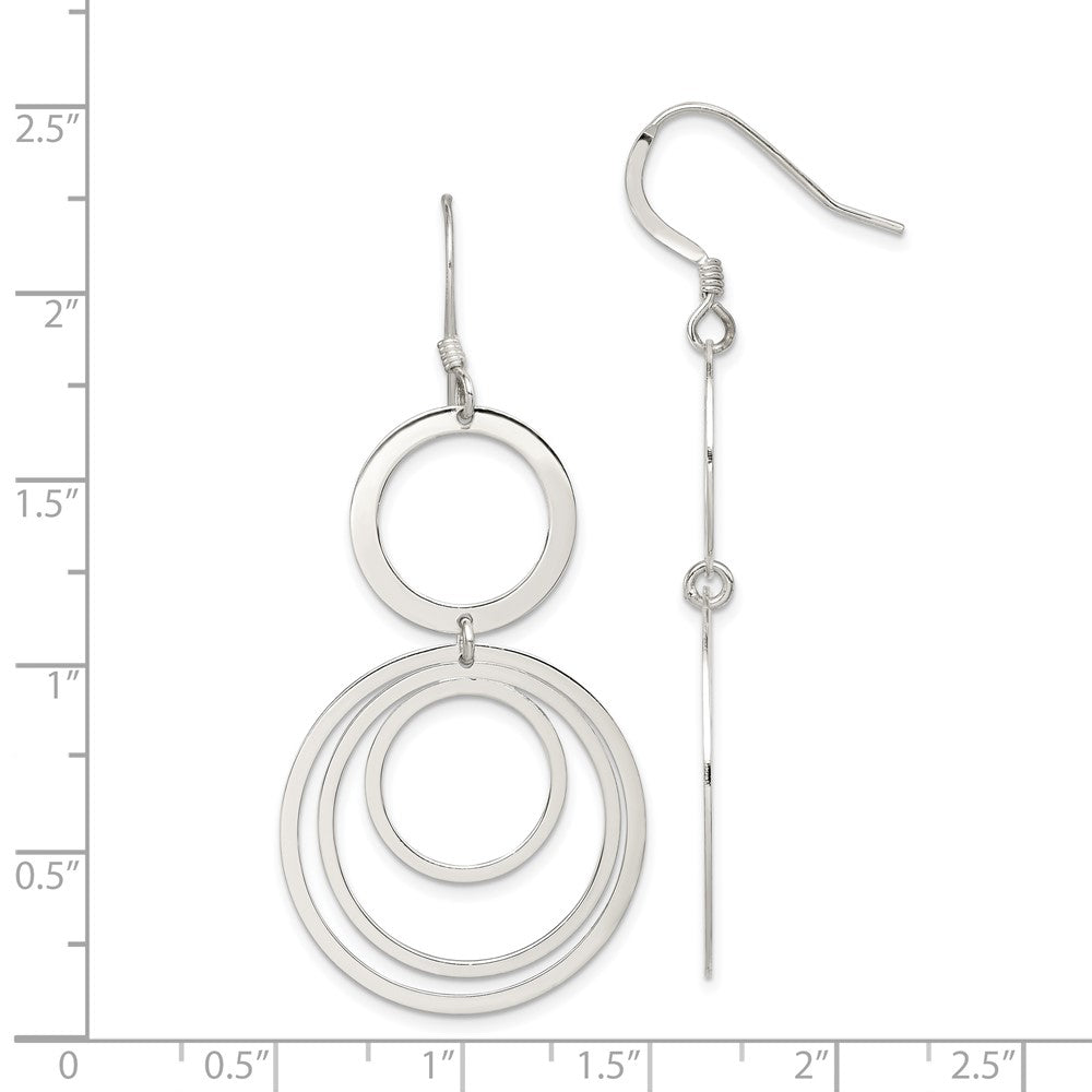 Sterling Silver Polished Circle Fancy Dangle Earrings