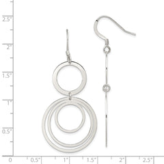 Sterling Silver Polished Circle Fancy Dangle Earrings