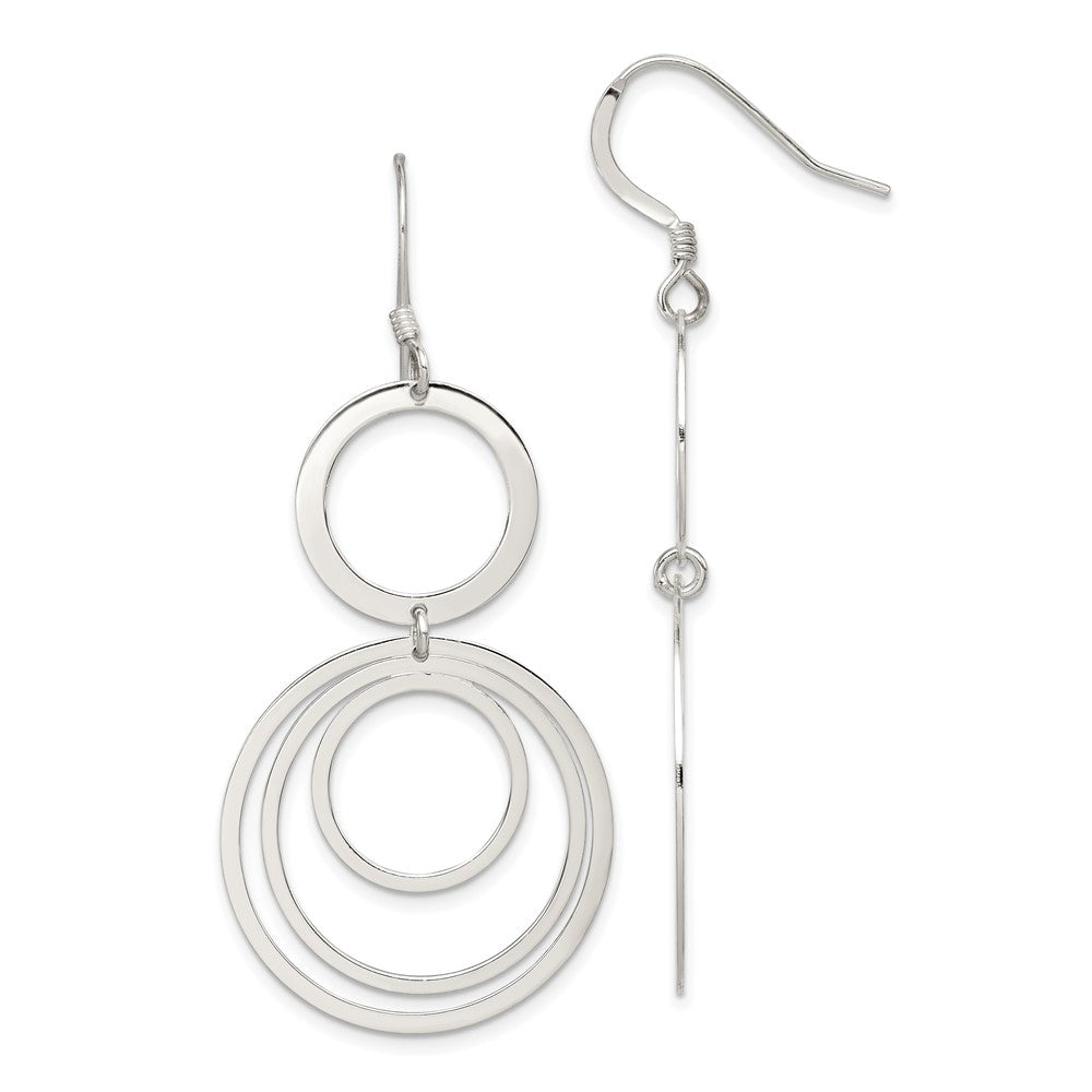 Sterling Silver Polished Circle Fancy Dangle Earrings