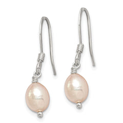 Sterling Silver Pink Cultured FW Pearl Dangle Earrings