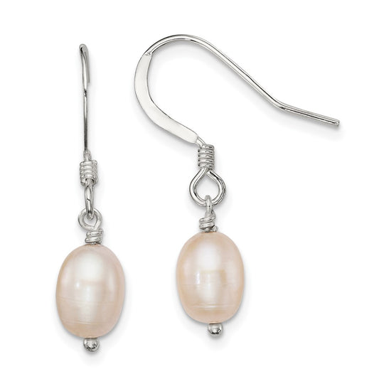 Sterling Silver Pink Cultured FW Pearl Dangle Earrings