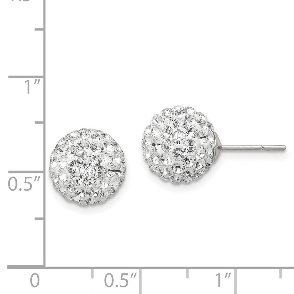 Sterling Silver 10mm Post White Stellux Crystal Ball Earrings