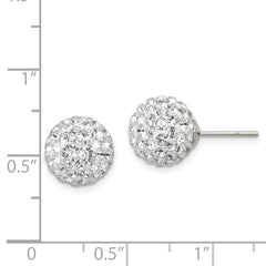 Sterling Silver 10mm Post White Stellux Crystal Ball Earrings