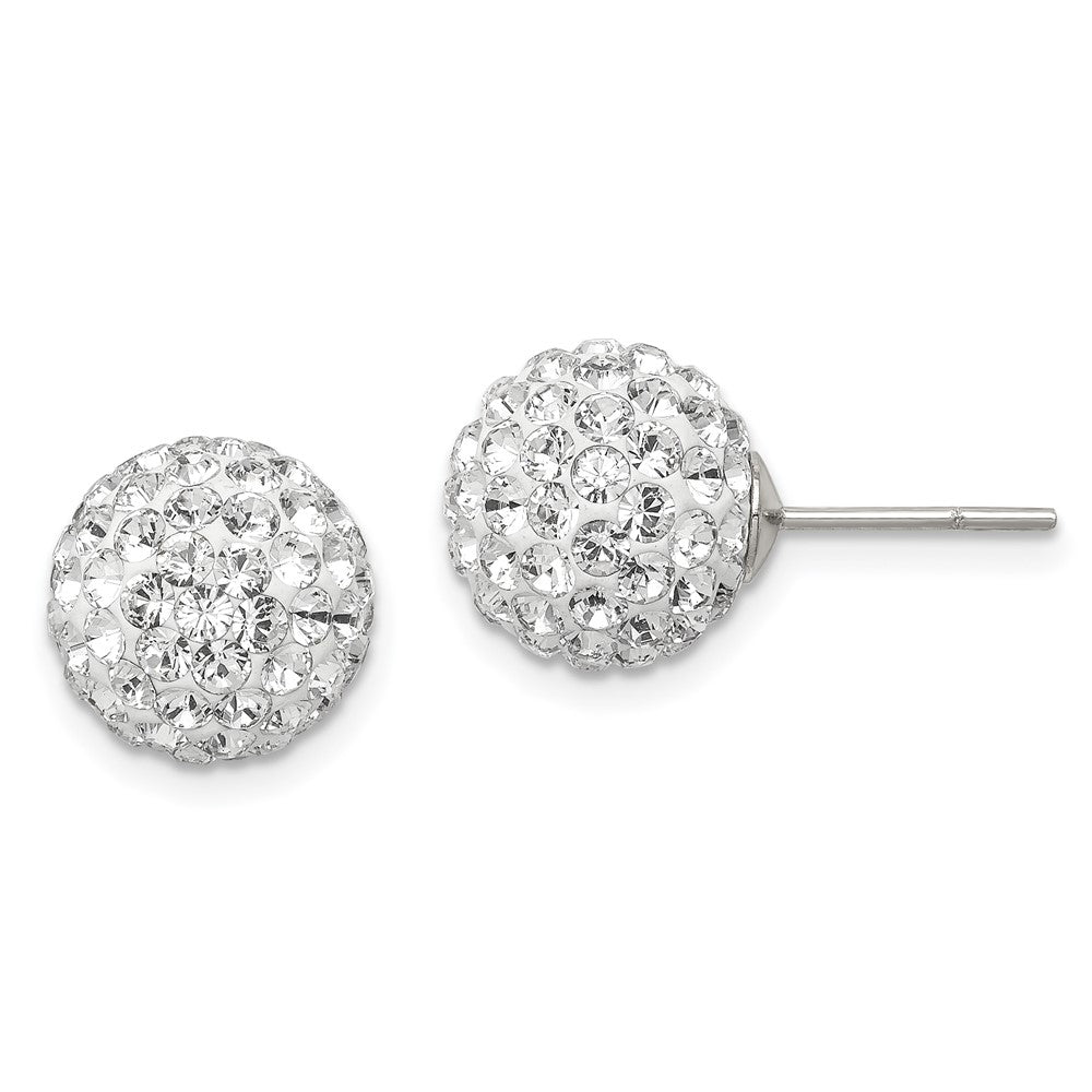 Sterling Silver 10mm Post White Stellux Crystal Ball Earrings