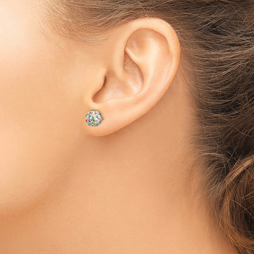 Sterling Silver Multicolor Preciosa Crystal 7mm Post Earrings