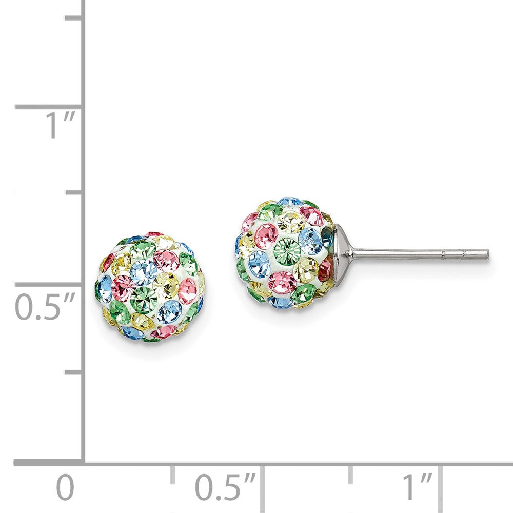 Sterling Silver Multicolor Preciosa Crystal 7mm Post Earrings