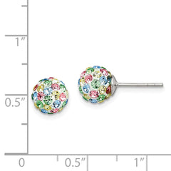 Sterling Silver Multicolor Preciosa Crystal 7mm Post Earrings