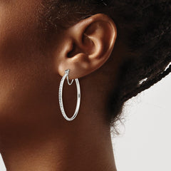 Sterling Silver White Preciosa Crystal Hoop Earrings