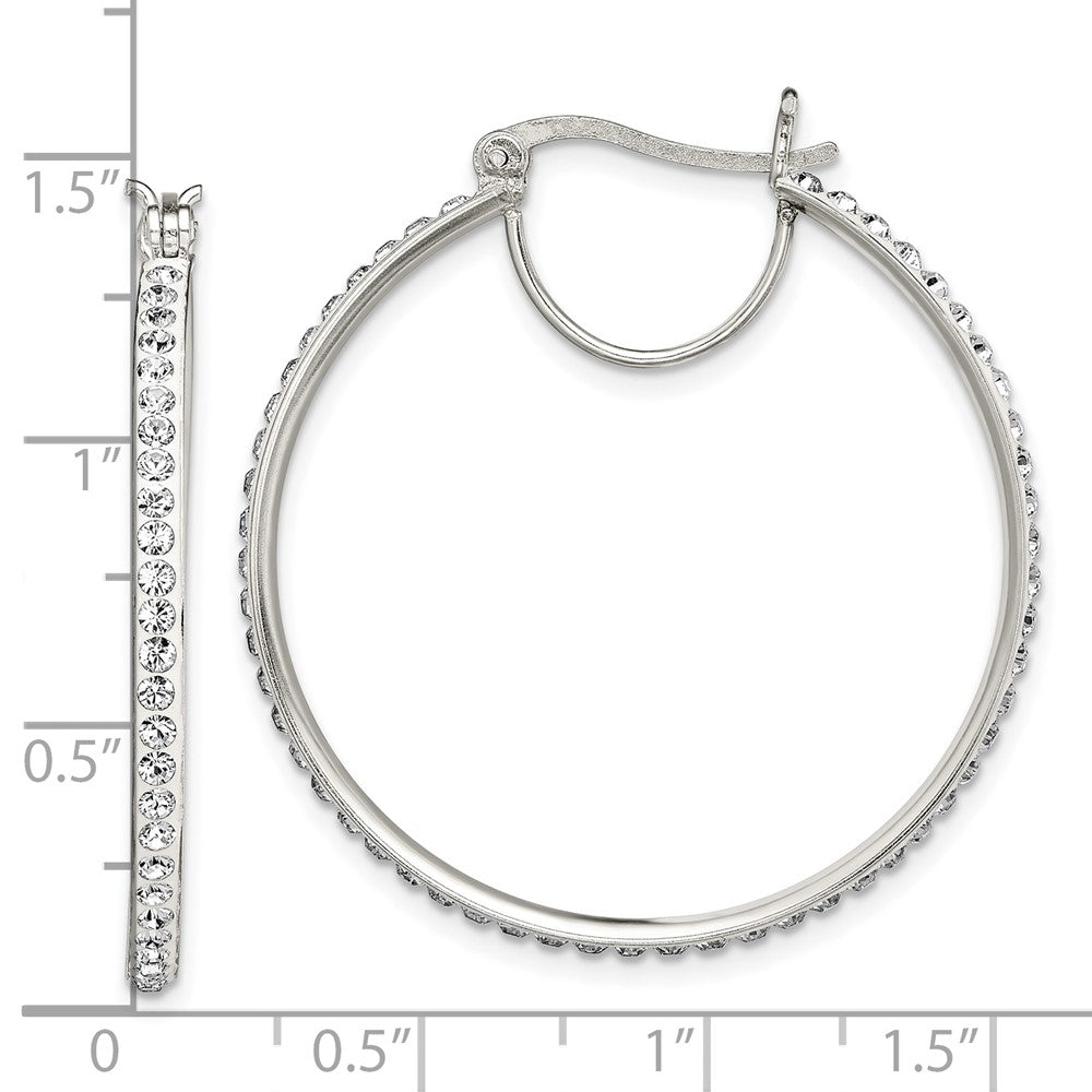 Sterling Silver White Preciosa Crystal Hoop Earrings