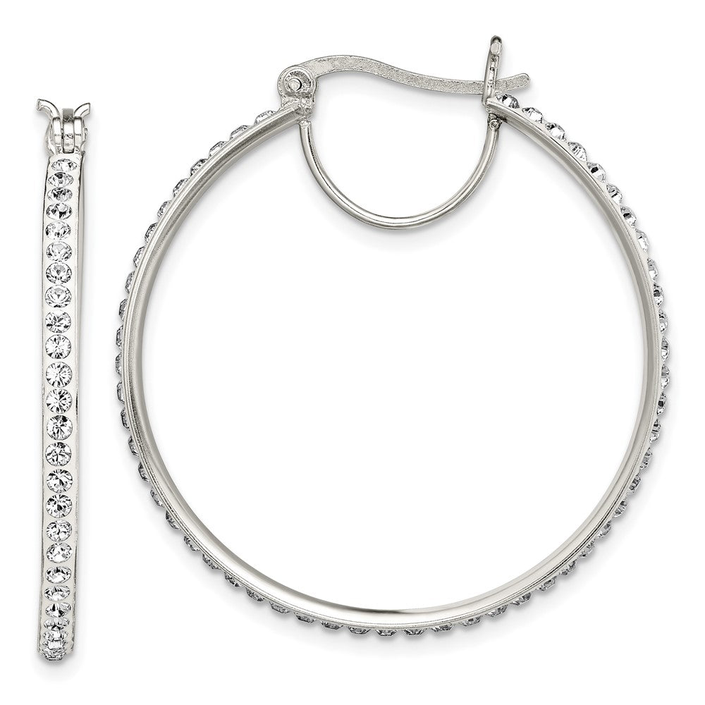 Sterling Silver White Preciosa Crystal Hoop Earrings