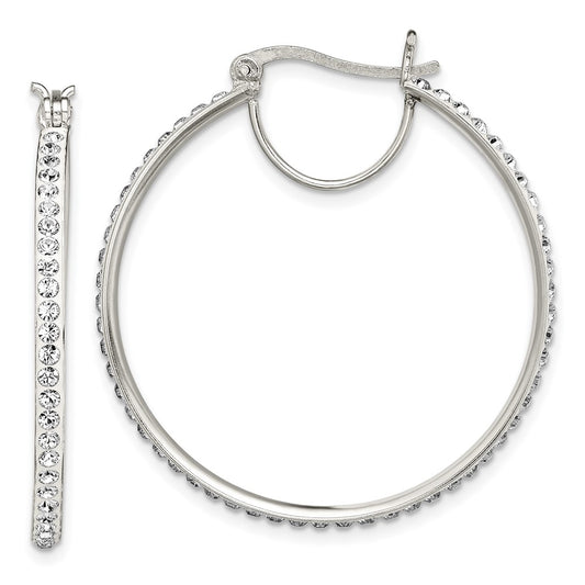 Sterling Silver White Preciosa Crystal Hoop Earrings