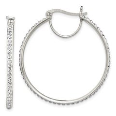 Sterling Silver White Preciosa Crystal Hoop Earrings