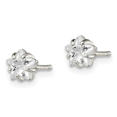 Sterling Silver 5mm Star Basket Set CZ Stud Earrings