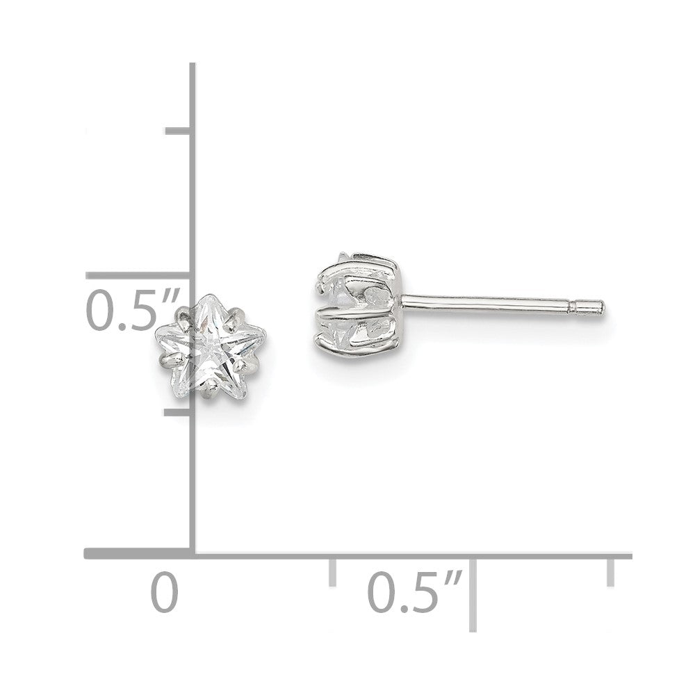 Sterling Silver 5mm Star Basket Set CZ Stud Earrings