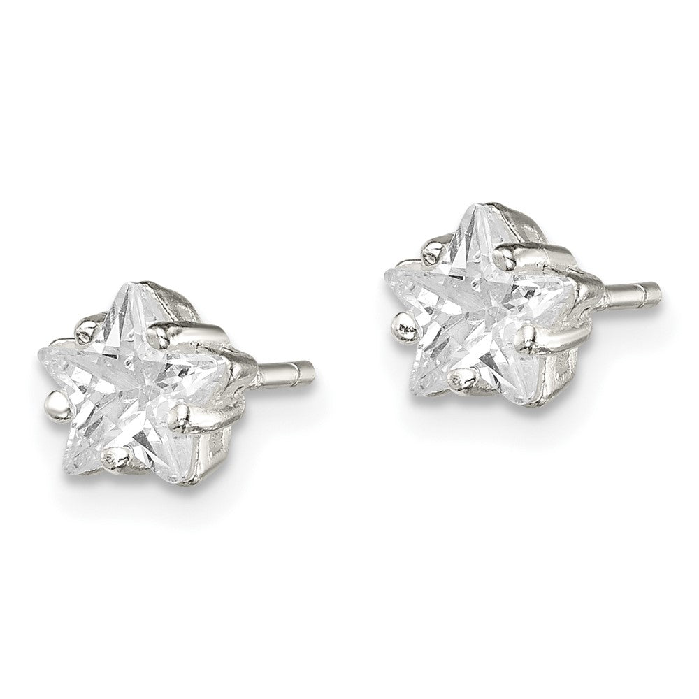 Sterling Silver 6mm Star Basket Set CZ Stud Earrings