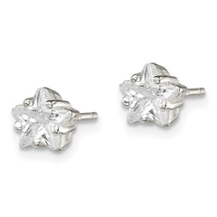 Sterling Silver 6mm Star Basket Set CZ Stud Earrings