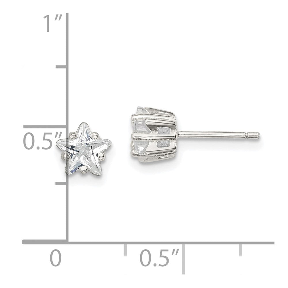 Sterling Silver 6mm Star Basket Set CZ Stud Earrings