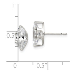 Sterling Silver 10x5 Marquise Snap Set CZ Stud Earrings