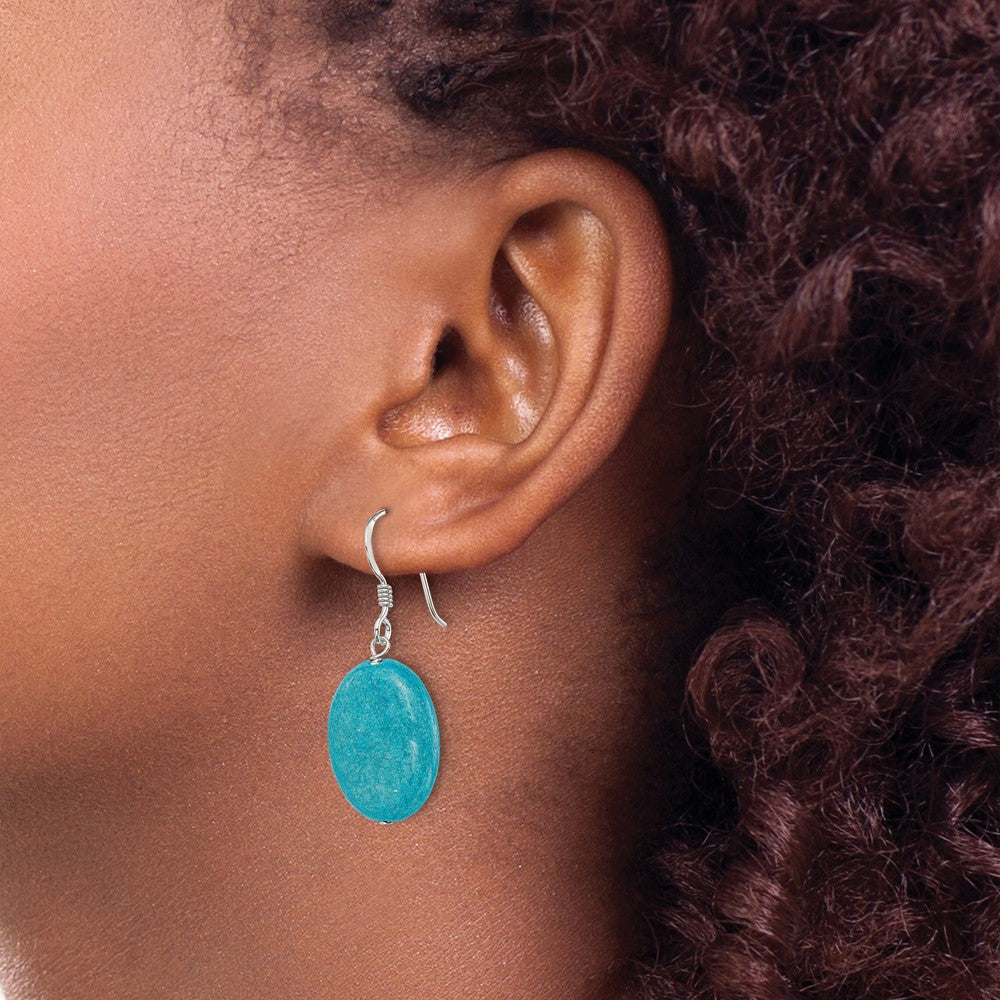 Sterling Silver Small Crack Aventurine Teal Dangle Earrings