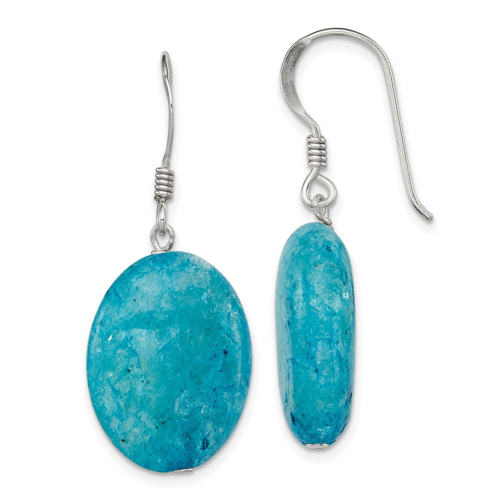 Sterling Silver Small Crack Aventurine Teal Dangle Earrings