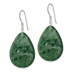 Sterling Silver Large Crack Aventurine Green Tear Drop Earrings