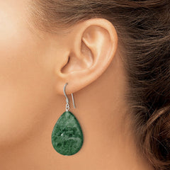 Sterling Silver Large Crack Aventurine Green Tear Drop Earrings
