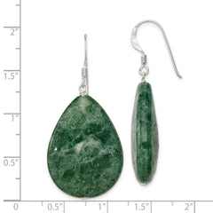 Sterling Silver Large Crack Aventurine Green Tear Drop Earrings