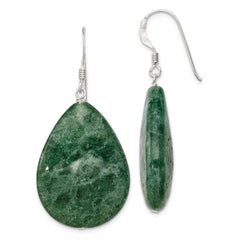 Sterling Silver Large Crack Aventurine Green Tear Drop Earrings