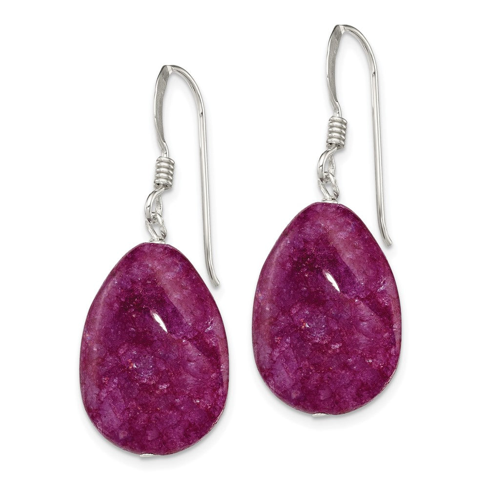 Sterling Silver Small Crack Aventurine Pink Purple Tear Drop Earrings