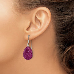 Sterling Silver Small Crack Aventurine Pink Purple Tear Drop Earrings