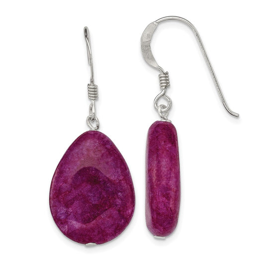 Sterling Silver Small Crack Aventurine Pink Purple Tear Drop Earrings