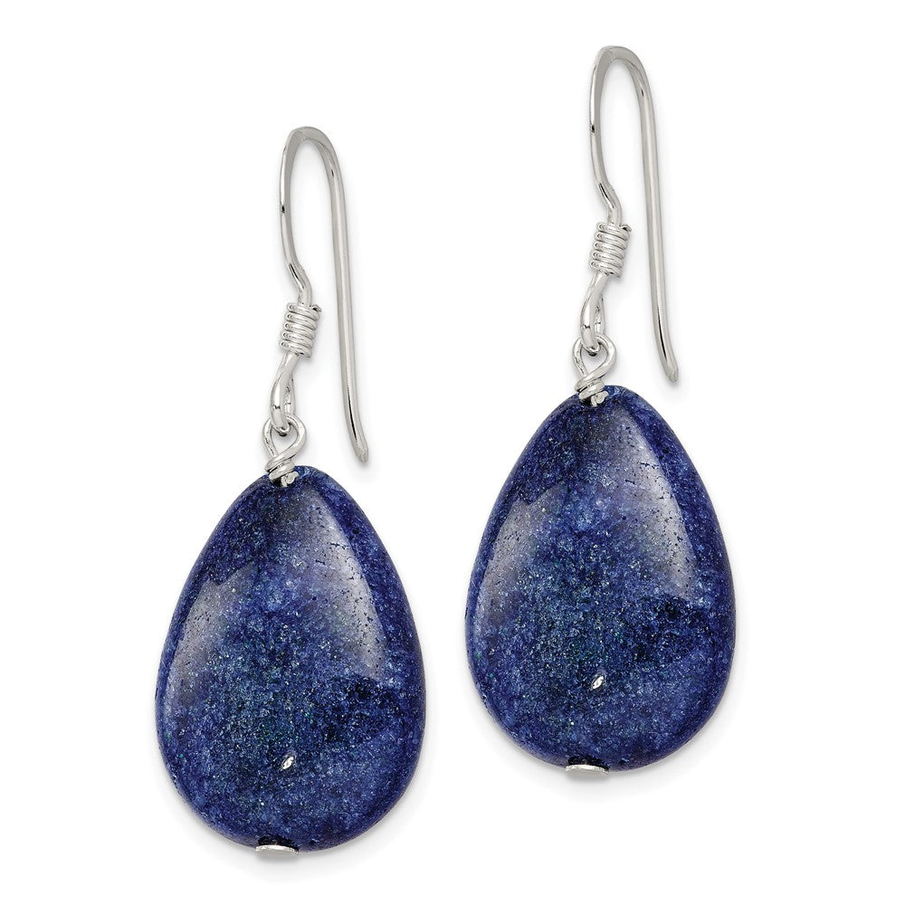 Sterling Silver Small Dyed Lapis Dark Blue Tear Drop Earrings