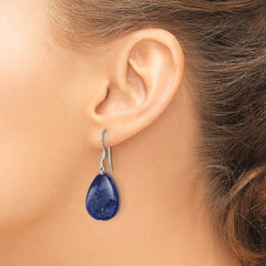 Sterling Silver Small Dyed Lapis Dark Blue Tear Drop Earrings